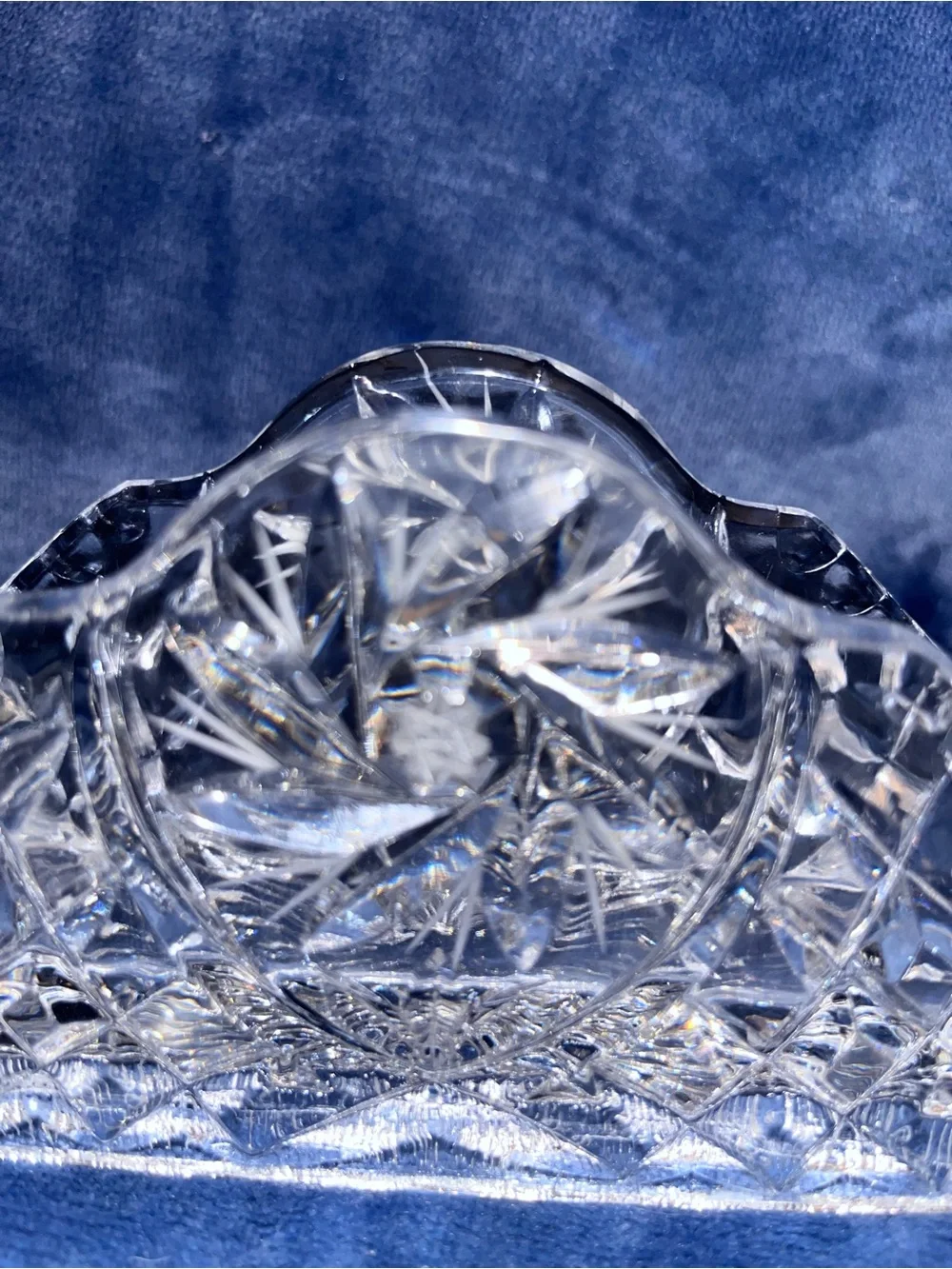 Vintage Lead Crystal Napkin Holder| Cut Glass Starburst Table Decor